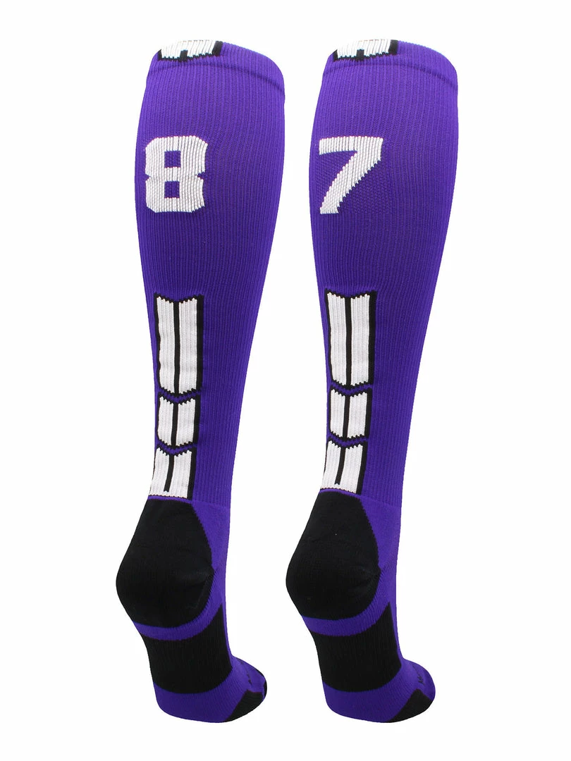 Discount ๐ MadSportsStuff Purple Player ID Custom Number Over The Calf ๐งฆ Socks For ๐ฅ Softball โพ Baseball Football Boys And ๐ง Girls ๐ฅ Softball ๐งฆ Socks ๐ 43 MadSportsStuff Purple Player ID Custom Number Over The Calf Socks For Softball Baseball Football Boys And Girls Softball Socks