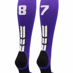 New โ๏ธ MadSportsStuff Purple Player ID Custom Number Over The Calf ๐งฆ Socks For ๐ฅ Softball โพ Baseball Football Boys And ๐ง Girls ๐ 148 MadSportsStuff Purple Player ID Custom Number Over The Calf Socks For Softball Baseball Football Boys And Girls