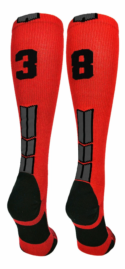 Budget ๐ฏ MadSportsStuff Red And Black Player ID Custom Number Over The Calf ๐งฆ Socks For ๐ฅ Softball โพ Baseball Football Boys And ๐ง Girls โพ Baseball ๐งฆ Socks ๐ 92 MadSportsStuff Red And Black Player ID Custom Number Over The Calf Socks For Softball Baseball Football Boys And Girls Baseball Socks
