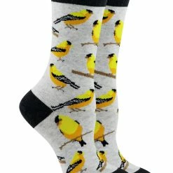 WHD Crazy Socks - Crew Goldfinch Socks For Women Gift For Bird Lovers