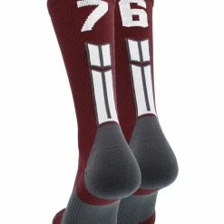 MadSportsStuff Maroon Player ID Custom Number Crew Socks For Basketball Lacrosse Volleyball Boys And Girls Volleyball Socks