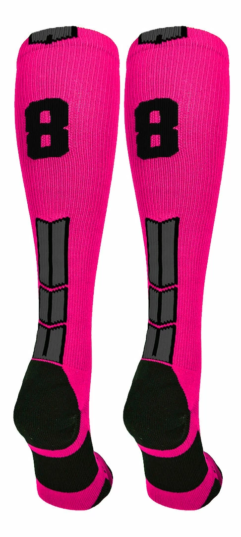 Discount ๐ฅ MadSportsStuff Neon Pink And Black Player ID Custom Number Over The Calf ๐งฆ Socks For ๐ฅ Softball โพ Baseball Football Boys And ๐ง Girls โพ Baseball ๐งฆ Socks ๐ 42 MadSportsStuff Neon Pink And Black Player ID Custom Number Over The Calf Socks For Softball Baseball Football Boys And Girls Baseball Socks