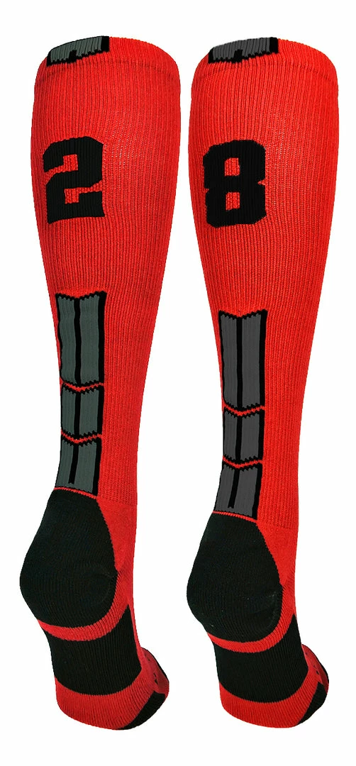 New ๐ MadSportsStuff Red And Black Player ID Custom Number Over The Calf ๐งฆ Socks For ๐ฅ Softball โพ Baseball Football Boys And ๐ง Girls โพ Baseball ๐งฆ Socks ๐ 102 MadSportsStuff Red And Black Player ID Custom Number Over The Calf Socks For Softball Baseball Football Boys And Girls Baseball Socks