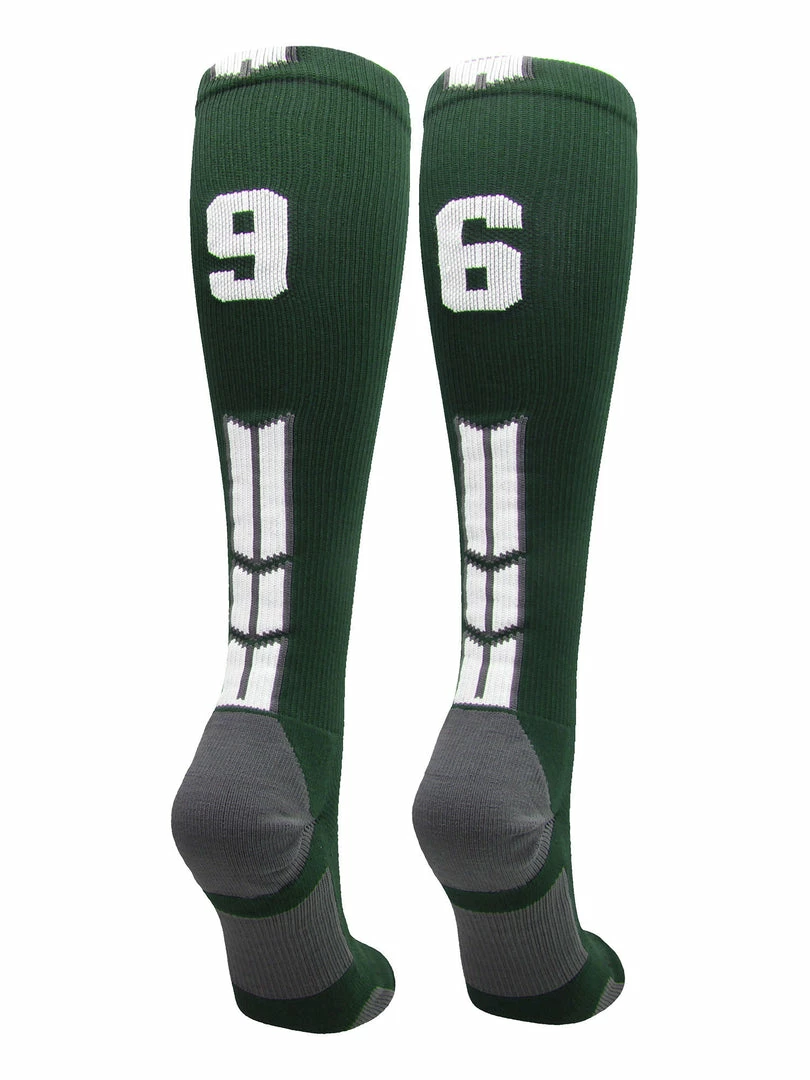 Hot Sale โ๏ธ MadSportsStuff Dark Green Player ID Custom Number Over The Calf ๐งฆ Socks For ๐ฅ Softball โพ Baseball Football Boys And ๐ง Girls ๐ 34 MadSportsStuff Dark Green Player ID Custom Number Over The Calf Socks For Softball Baseball Football Boys And Girls