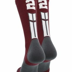 MadSportsStuff Maroon Player ID Custom Number Crew Socks For Basketball Lacrosse Volleyball Boys And Girls Volleyball Socks
