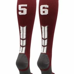 MadSportsStuff Maroon Player ID Custom Number Over The Calf Socks For Softball Baseball Football Boys And Girls Softball Socks