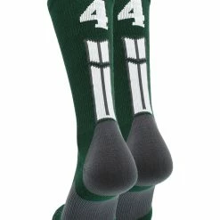 MadSportsStuff Dark Green Player ID Custom Number Crew Socks For Basketball Lacrosse Volleyball Boys And Girls Volleyball Socks