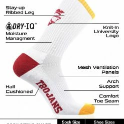 TCK USC Trojans Socks Basic Crew White Socks
