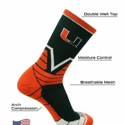 Best Pirce 🎉 TCK Miami Hurricanes 🧦 Socks Victory Crew All Schools 🔔 9 TCK Miami Hurricanes Socks Victory Crew All Schools