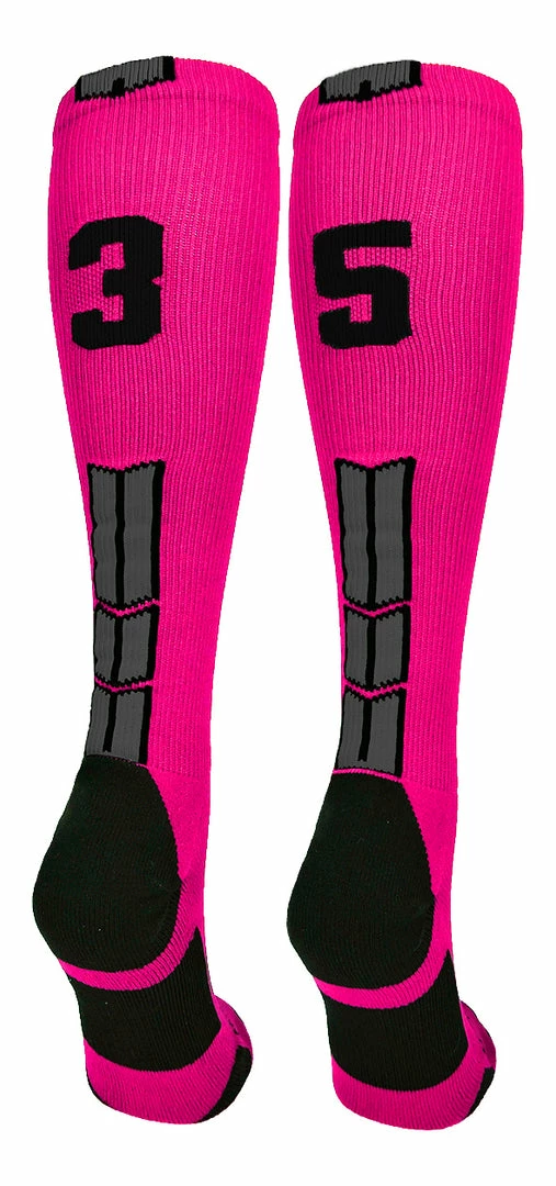 Discount ๐ฅ MadSportsStuff Neon Pink And Black Player ID Custom Number Over The Calf ๐งฆ Socks For ๐ฅ Softball โพ Baseball Football Boys And ๐ง Girls โพ Baseball ๐งฆ Socks ๐ 95 MadSportsStuff Neon Pink And Black Player ID Custom Number Over The Calf Socks For Softball Baseball Football Boys And Girls Baseball Socks