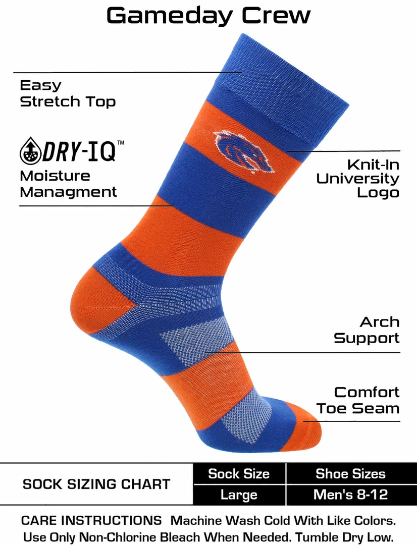 Flash Sale ✨ TCK Boise State Broncos 🧦 Socks Game Day Striped Crew 🧦 Socks All Schools 🔥 3 TCK Boise State Broncos Socks Game Day Striped Crew Socks All Schools