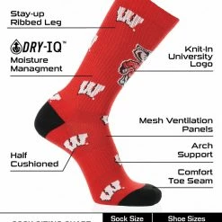Top 10 ❤️ TCK All Schools Wisconsin Badgers 🧦 Socks Crew Length Sock Mayhem ✨ 6 TCK All Schools Wisconsin Badgers Socks Crew Length Sock Mayhem