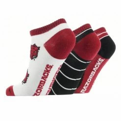 TCK All Schools Arkansas Razorbacks No Show Socks Full Field 3 Pack
