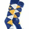 TCK West Virginia Mountaineers Argyle Dress Socks NCAA Fanwear Crew Length All Schools