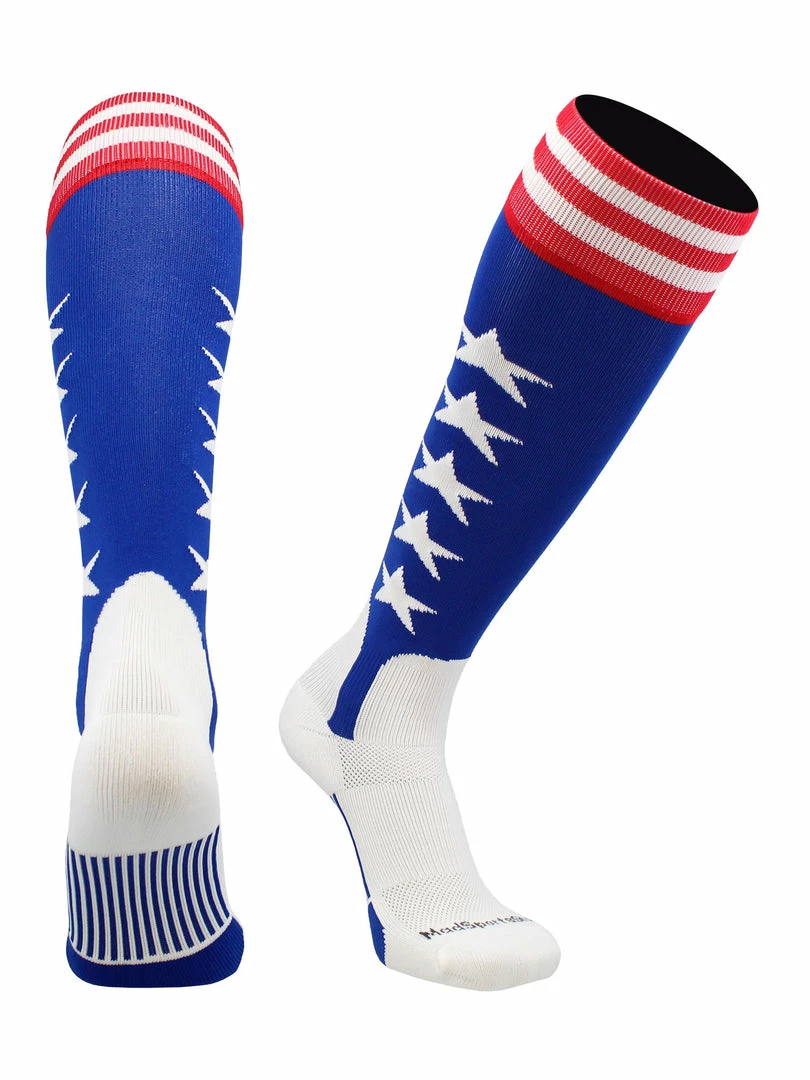 Outlet ๐ฏ MadSportsStuff USA Flag โพ Baseball Patriotic Stirrups ๐งฆ Socks With Stars And Stripes ๐ 7 MadSportsStuff USA Flag Baseball Patriotic Stirrups Socks With Stars And Stripes