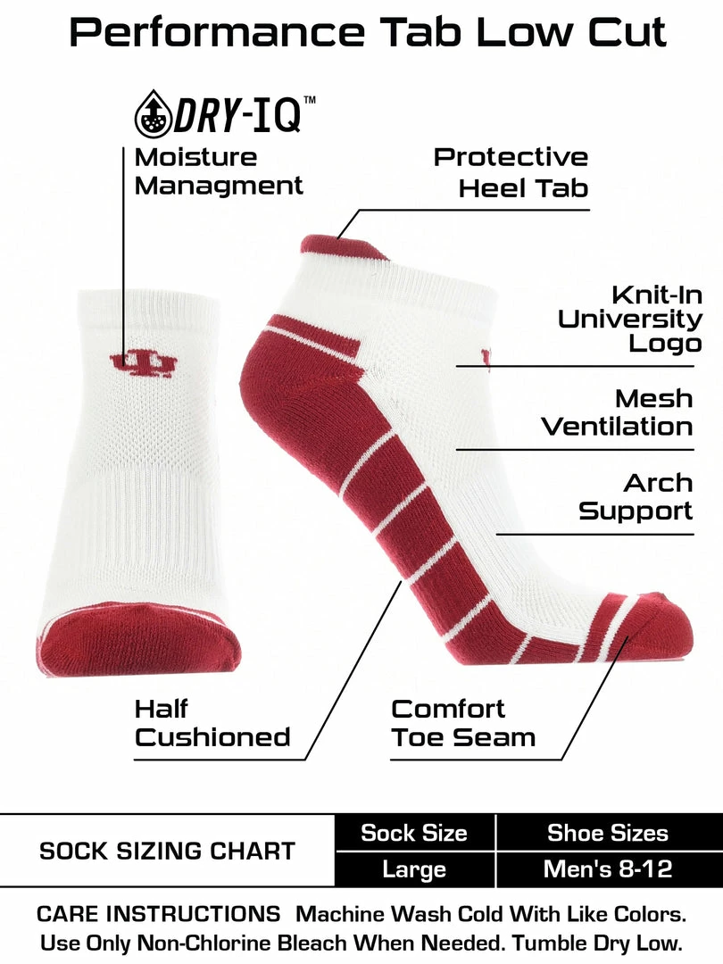 Buy ๐ TCK All Schools Indiana Hoosiers Low Cut Ankle ๐งฆ Socks With Tab โ๏ธ 3 TCK All Schools Indiana Hoosiers Low Cut Ankle Socks With Tab