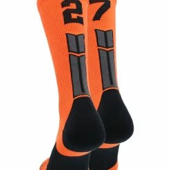 Brand new 😀 MadSportsStuff Orange And Black Player ID Custom Number Crew 🧦 Socks For 🏀 Basketball Lacrosse Volleyball Boys And 👧 Girls 🤩 206 MadSportsStuff Orange And Black Player ID Custom Number Crew Socks For Basketball Lacrosse Volleyball Boys And Girls