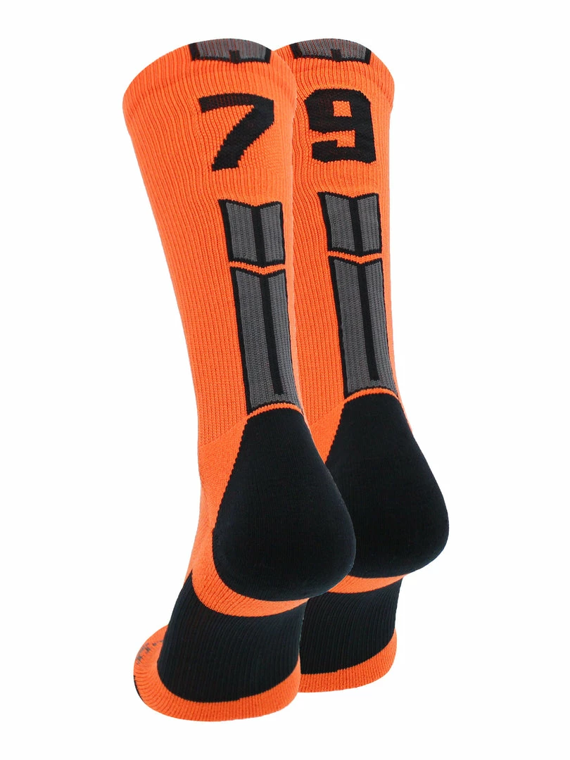 Brand new 😀 MadSportsStuff Orange And Black Player ID Custom Number Crew 🧦 Socks For 🏀 Basketball Lacrosse Volleyball Boys And 👧 Girls 🤩 50 MadSportsStuff Orange And Black Player ID Custom Number Crew Socks For Basketball Lacrosse Volleyball Boys And Girls