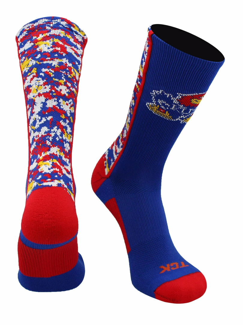 Discount ๐ฅ TCK Kansas Jayhawks ๐งฆ Socks Digital Camo Crew โญ 6 TCK Kansas Jayhawks Socks Digital Camo Crew