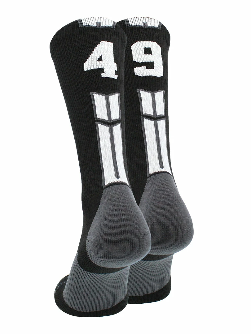 Buy โญ MadSportsStuff Black Player ID Custom Number Crew ๐งฆ Socks For ๐ Basketball Lacrosse Volleyball Boys And ๐ง Girls ๐ 55 MadSportsStuff Black Player ID Custom Number Crew Socks For Basketball Lacrosse Volleyball Boys And Girls
