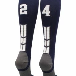 MadSportsStuff Navy Player ID Custom Number Over The Calf Socks For Softball Baseball Football Boys And Girls Softball Socks