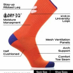 TCK Clemson Tigers Socks Campus Legend Crew Length