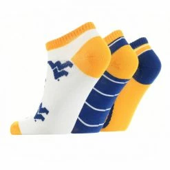 TCK West Virginia Mountaineers No Show Socks Full Field 3 Pack All Schools