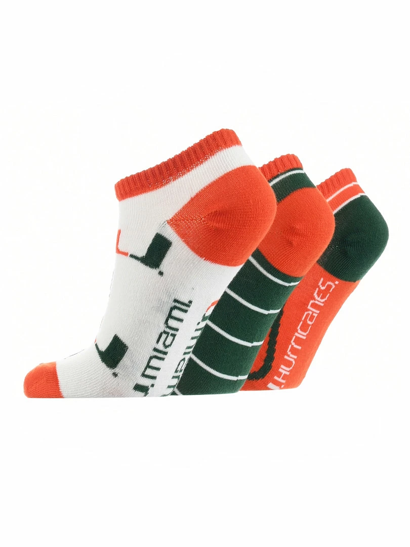 Promo ๐ TCK Miami Hurricanes No Show ๐งฆ Socks Full Field 3 Pack ๐ฏ 2 TCK Miami Hurricanes No Show Socks Full Field 3 Pack