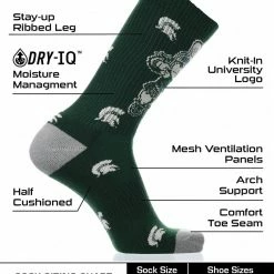 Flash Sale ๐งจ TCK Michigan State Spartans ๐งฆ Socks Crew Length Sock Mayhem ๐ 6 TCK Michigan State Spartans Socks Crew Length Sock Mayhem