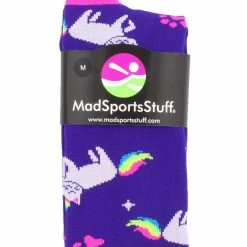 MadSportsStuff Caticorn Over The Calf Socks Half Cat Half Unicorn Socks Neon Rainbow Softball Socks
