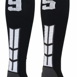 MadSportsStuff Black Player ID Custom Number Over The Calf Socks For Softball Baseball Football Boys And Girls