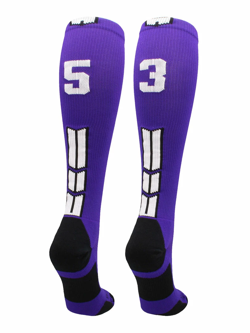 Discount ๐ MadSportsStuff Purple Player ID Custom Number Over The Calf ๐งฆ Socks For ๐ฅ Softball โพ Baseball Football Boys And ๐ง Girls ๐ฅ Softball ๐งฆ Socks ๐ 27 MadSportsStuff Purple Player ID Custom Number Over The Calf Socks For Softball Baseball Football Boys And Girls Softball Socks