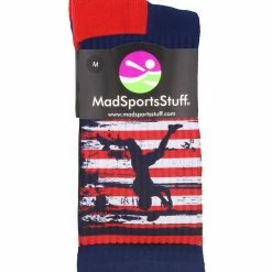 MadSportsStuff USA Football Socks With American Flag And Player Crew Length