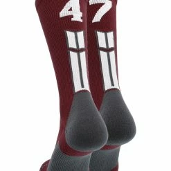 MadSportsStuff Maroon Player ID Custom Number Crew Socks For Basketball Lacrosse Volleyball Boys And Girls Volleyball Socks