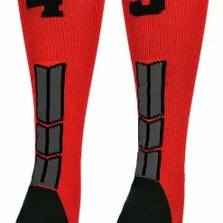 New ๐ MadSportsStuff Red And Black Player ID Custom Number Over The Calf ๐งฆ Socks For ๐ฅ Softball โพ Baseball Football Boys And ๐ง Girls โพ Baseball ๐งฆ Socks ๐ 192 MadSportsStuff Red And Black Player ID Custom Number Over The Calf Socks For Softball Baseball Football Boys And Girls Baseball Socks