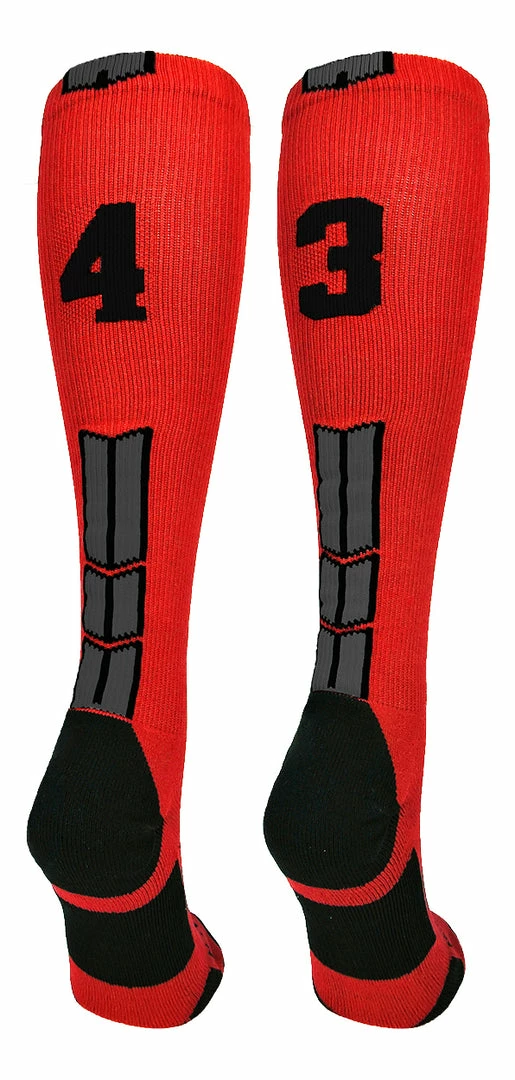 New ๐ MadSportsStuff Red And Black Player ID Custom Number Over The Calf ๐งฆ Socks For ๐ฅ Softball โพ Baseball Football Boys And ๐ง Girls โพ Baseball ๐งฆ Socks ๐ 87 MadSportsStuff Red And Black Player ID Custom Number Over The Calf Socks For Softball Baseball Football Boys And Girls Baseball Socks