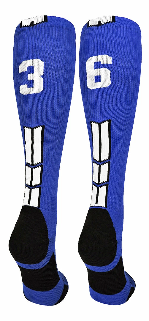 Brand new ๐ฅฐ MadSportsStuff Royal Player ID Custom Number Over The Calf ๐งฆ Socks For ๐ฅ Softball โพ Baseball Football Boys And ๐ง Girls ๐ 105 MadSportsStuff Royal Player ID Custom Number Over The Calf Socks For Softball Baseball Football Boys And Girls