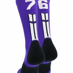 MadSportsStuff Purple Player ID Custom Number Crew Socks For Basketball Lacrosse Volleyball Boys And Girls Volleyball Socks
