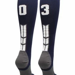 MadSportsStuff Navy Player ID Custom Number Over The Calf Socks For Softball Baseball Football Boys And Girls
