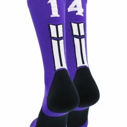 MadSportsStuff Purple Player ID Custom Number Crew Socks For Basketball Lacrosse Volleyball Boys And Girls Volleyball Socks