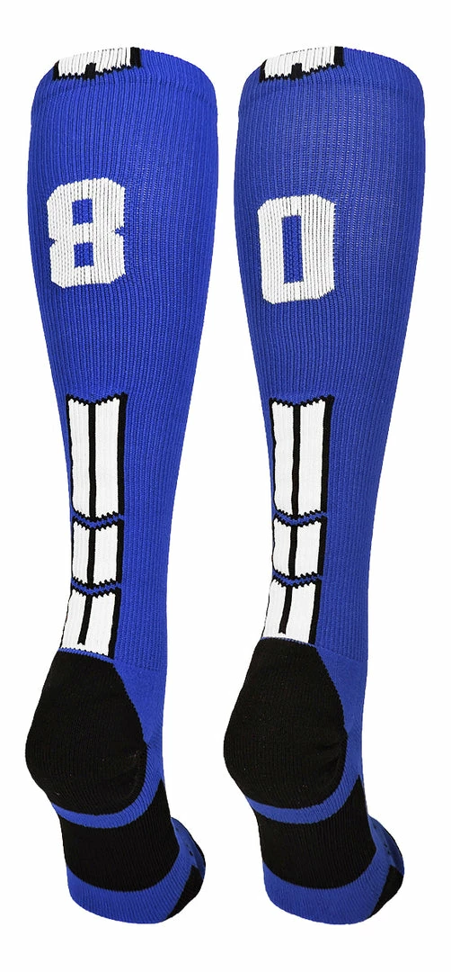 Brand new ๐ฅฐ MadSportsStuff Royal Player ID Custom Number Over The Calf ๐งฆ Socks For ๐ฅ Softball โพ Baseball Football Boys And ๐ง Girls ๐ 50 MadSportsStuff Royal Player ID Custom Number Over The Calf Socks For Softball Baseball Football Boys And Girls