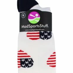 MadSportsStuff Love USA American Flag Heart Socks Over The Calf