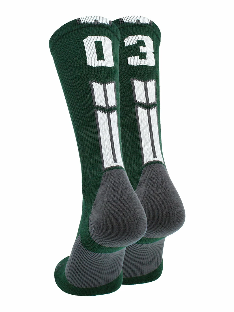 Buy โ๏ธ MadSportsStuff Dark Green Player ID Custom Number Crew ๐งฆ Socks For ๐ Basketball Lacrosse Volleyball Boys And ๐ง Girls ๐ 75 MadSportsStuff Dark Green Player ID Custom Number Crew Socks For Basketball Lacrosse Volleyball Boys And Girls