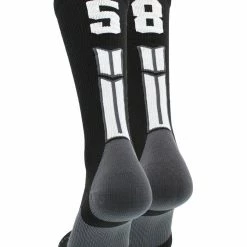 MadSportsStuff Black Player ID Custom Number Crew Socks For Basketball Lacrosse Volleyball Boys And Girls Volleyball Socks
