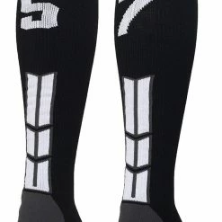 MadSportsStuff Black Player ID Custom Number Over The Calf Socks For Softball Baseball Football Boys And Girls