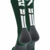 MadSportsStuff Volleyball Socks Dark Green Player ID Custom Number Crew Socks For Basketball Lacrosse Volleyball Boys And Girls