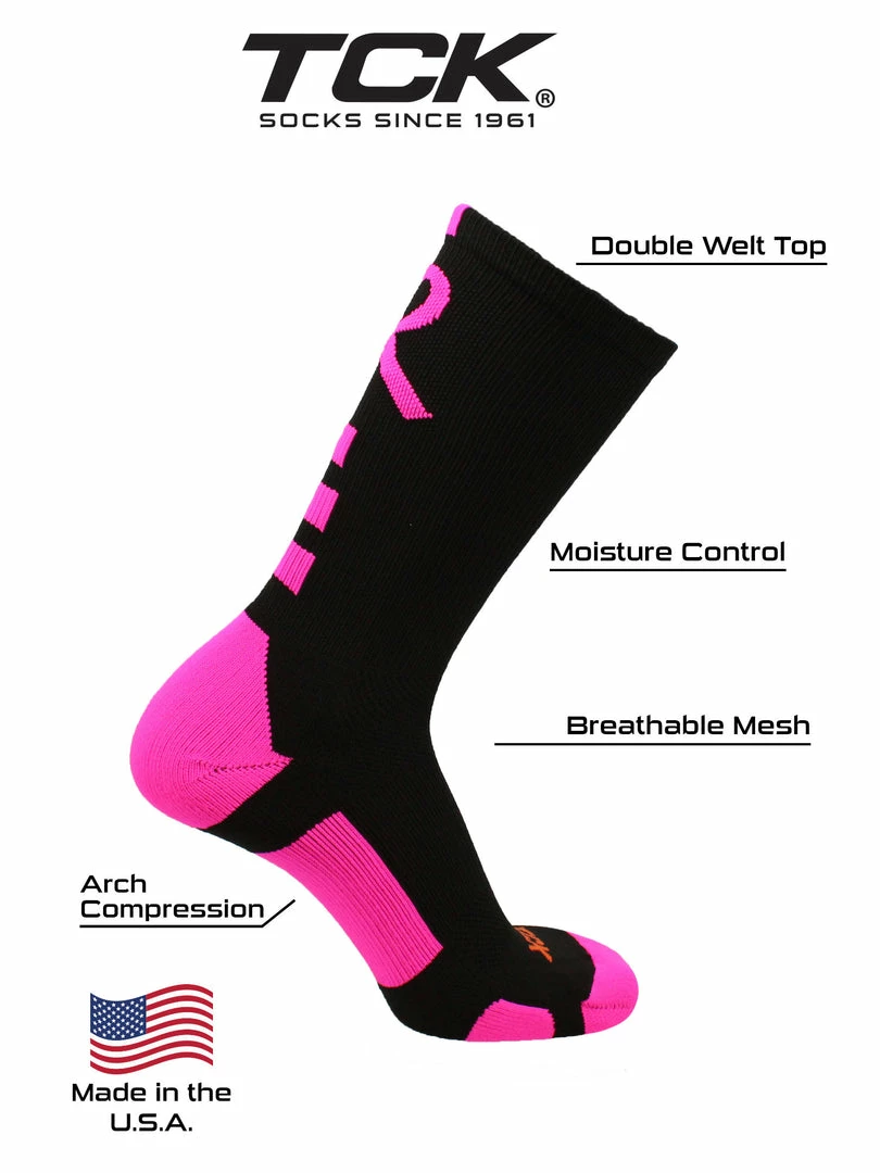 Buy ๐งจ TCK Volleyball ๐งฆ Socks Baseline Breast Cancer Awareness Athletic Crew ๐งฆ Socks (Kids And Adult Sizes) ๐ 4 TCK Volleyball Socks Baseline Breast Cancer Awareness Athletic Crew Socks (Kids And Adult Sizes)