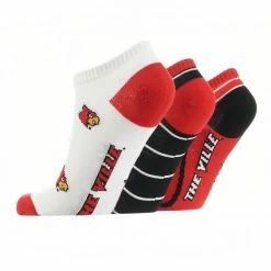 TCK Louisville Cardinals No Show Socks Full Field 3 Pack All Schools