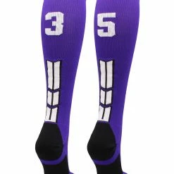 New โ๏ธ MadSportsStuff Purple Player ID Custom Number Over The Calf ๐งฆ Socks For ๐ฅ Softball โพ Baseball Football Boys And ๐ง Girls ๐ 200 MadSportsStuff Purple Player ID Custom Number Over The Calf Socks For Softball Baseball Football Boys And Girls