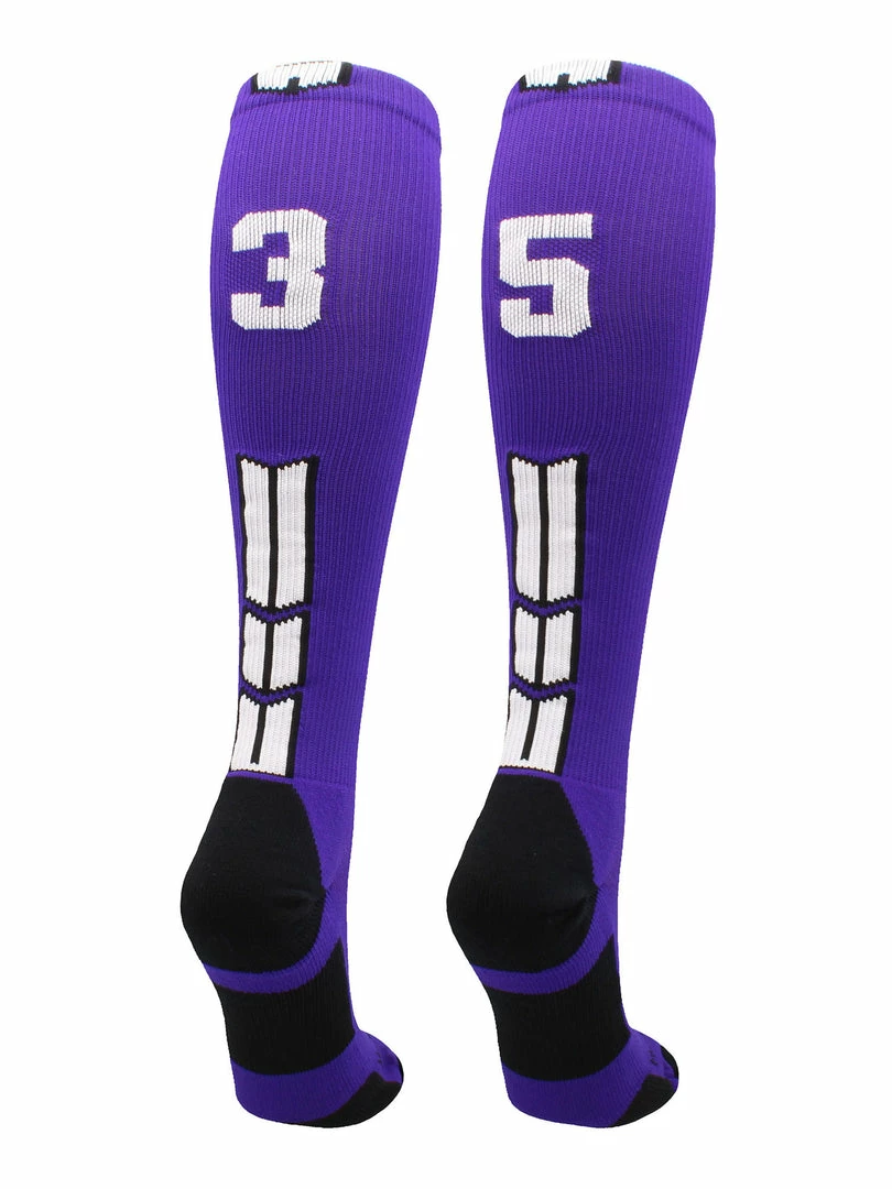 New โ๏ธ MadSportsStuff Purple Player ID Custom Number Over The Calf ๐งฆ Socks For ๐ฅ Softball โพ Baseball Football Boys And ๐ง Girls ๐ 95 MadSportsStuff Purple Player ID Custom Number Over The Calf Socks For Softball Baseball Football Boys And Girls